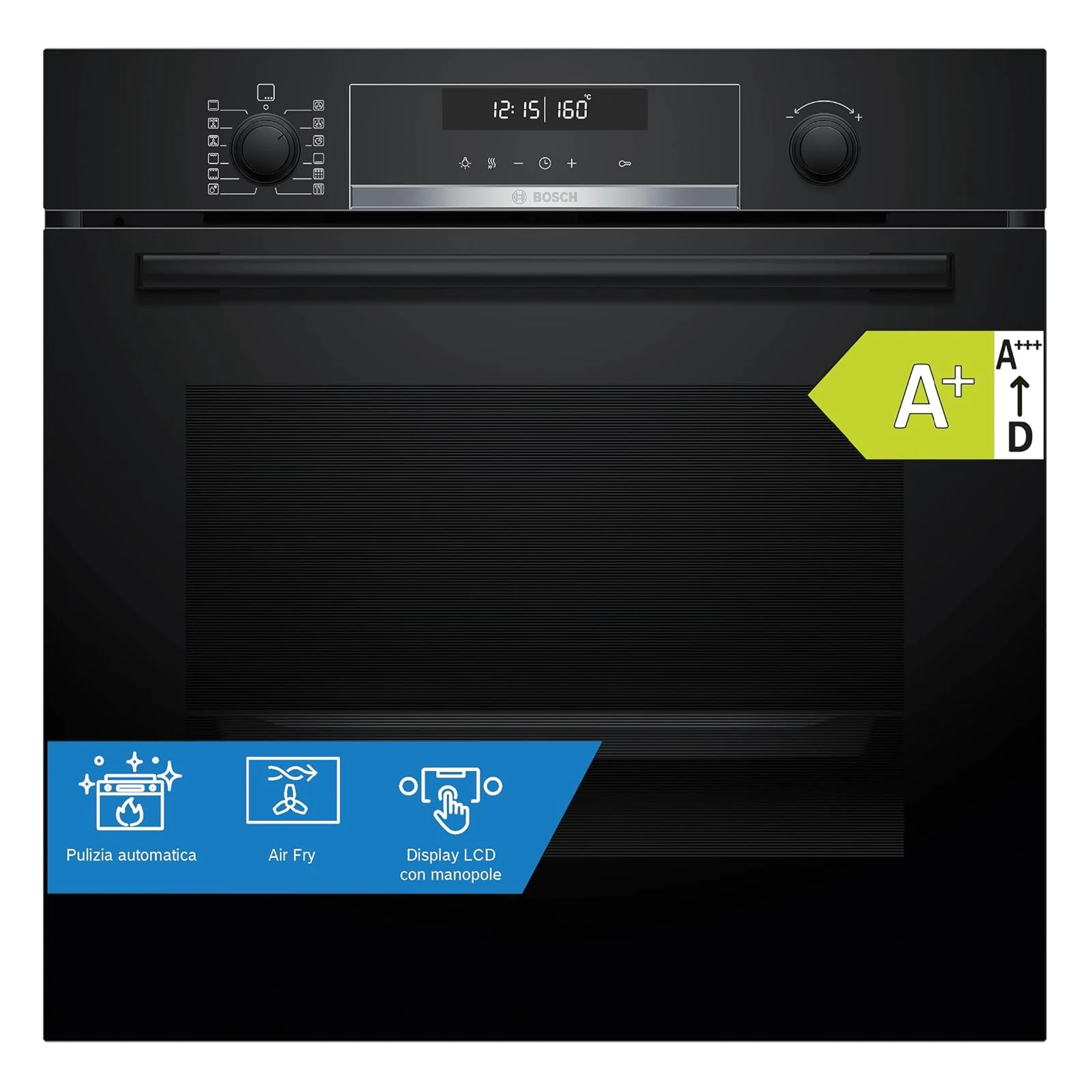 Bosch Bosch Forno incasso HBG578BB3 Serie 6, Forno da incasso, Pirolisi: pulizia del forno senza sforzo, Display LCD bia