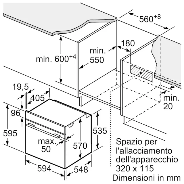 Bosch Forno incasso HQA574BB3 Serie 4, Forno con vapore da incasso, Pirolisi: pulizia del forno senz