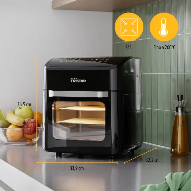 Tristar Ventilatore 12 L Friggitrice ad Aria con Funzione Mini Forno, Airfryer 2 in 1 Ventilato, 12 