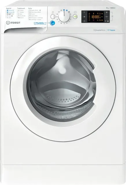 Indesit Lavatrice slim BWE 91296X WV IT Lavatrice Libera Installazione carica frontale, 9 kg, Classe A, 1150 giri, Bianco, Partenza Ritardata