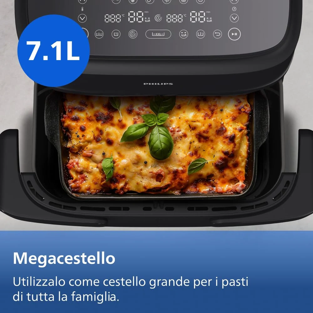 Philips Ventilatore 1000 Airfryer Serie , Friggitrice ad aria con singolo/doppio cestello flexi da 7