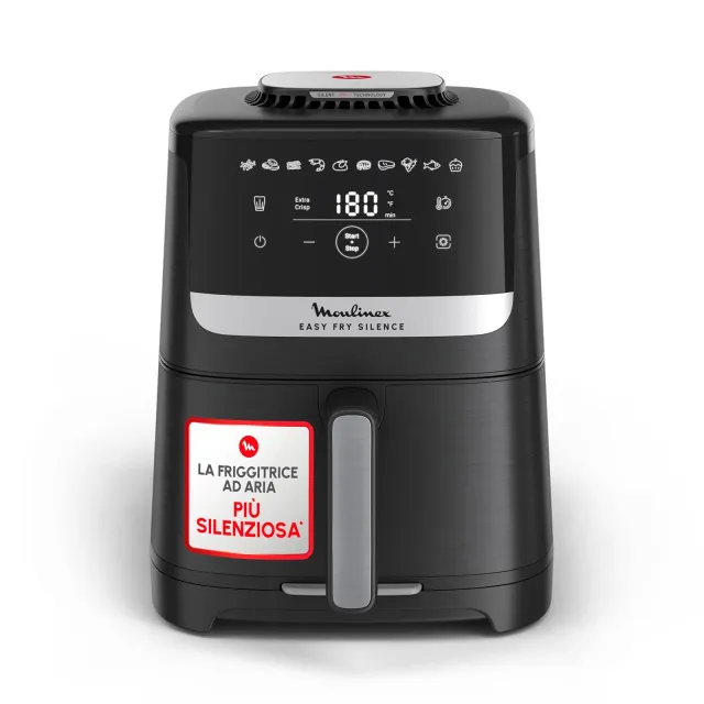 Moulinex Friggitrice ad aria EZ5528 Easy Fry Silence, Friggitrice ad Aria Silenziosa 5L/1.5kg per 6 Persone, 1670W, Sistema Easy Clean & Store, 10 Programmi, Touchscreen, Cestello Lavabile in