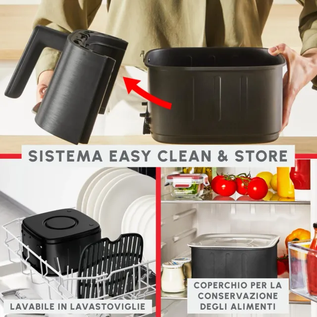 Moulinex Estrattore di succo EZ5528 Easy Fry Silence, Friggitrice ad Aria Silenziosa 5L/1.5kg per 6 