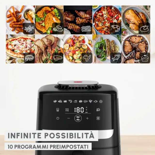 Moulinex Estrattore di succo EZ5528 Easy Fry Silence, Friggitrice ad Aria Silenziosa 5L/1.5kg per 6 