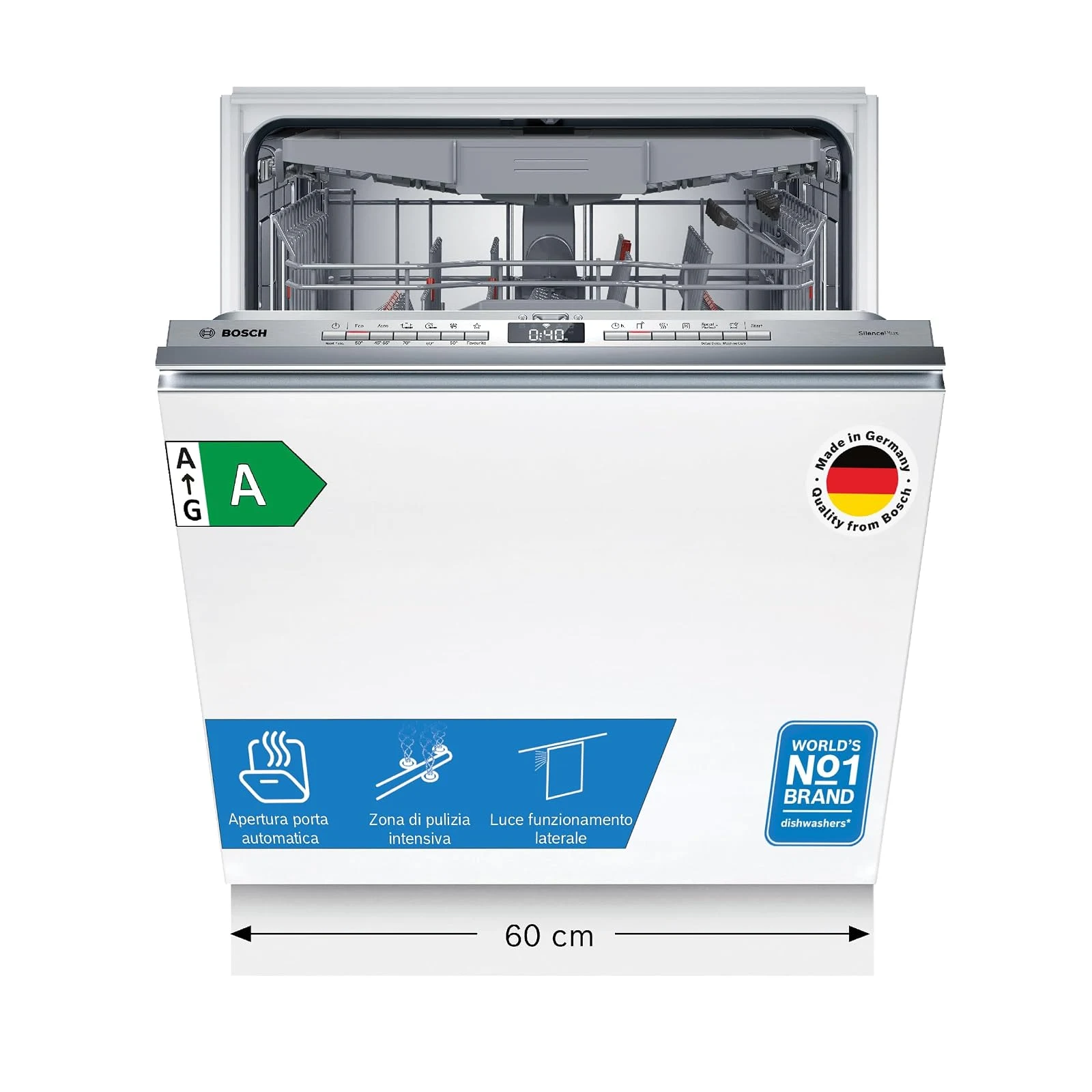 Bosch Lavastoviglie integrata parziale SMH4ECX27E Serie 4 Lavastoviglie incasso a scomparsa totale Classe A