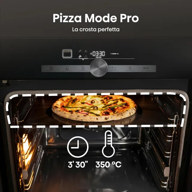 Hisense Forno incasso BI350BGPZ Forno da incasso, Funzione pizza 3:30 min a 350°, teglia antiaderent