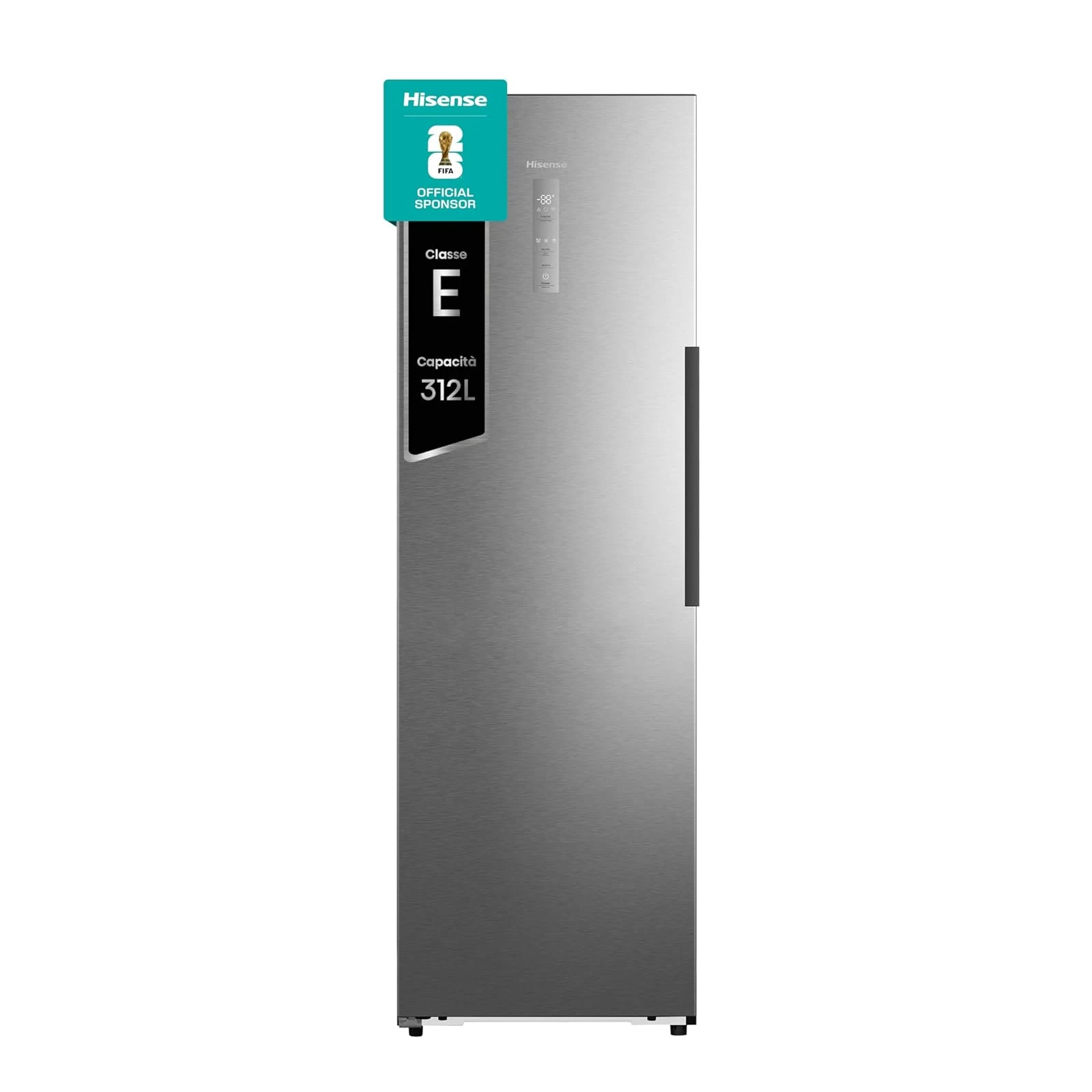 Hisense Congelatore FT3K310SEIE Freezer Verticale Multi Air Flow, Total No Frost, Inox, 185.6 x 59.5 cm, Classe E, 312 L