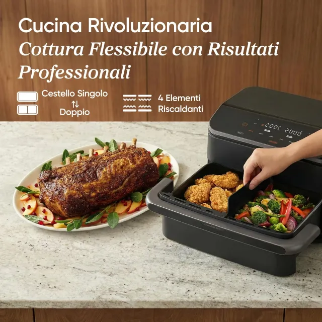 COSORI Aspirapolvere cordless TF-102S Friggitrice ad Aria 10 Litri, 7 in 1 Doppia Resistenza TwinFry