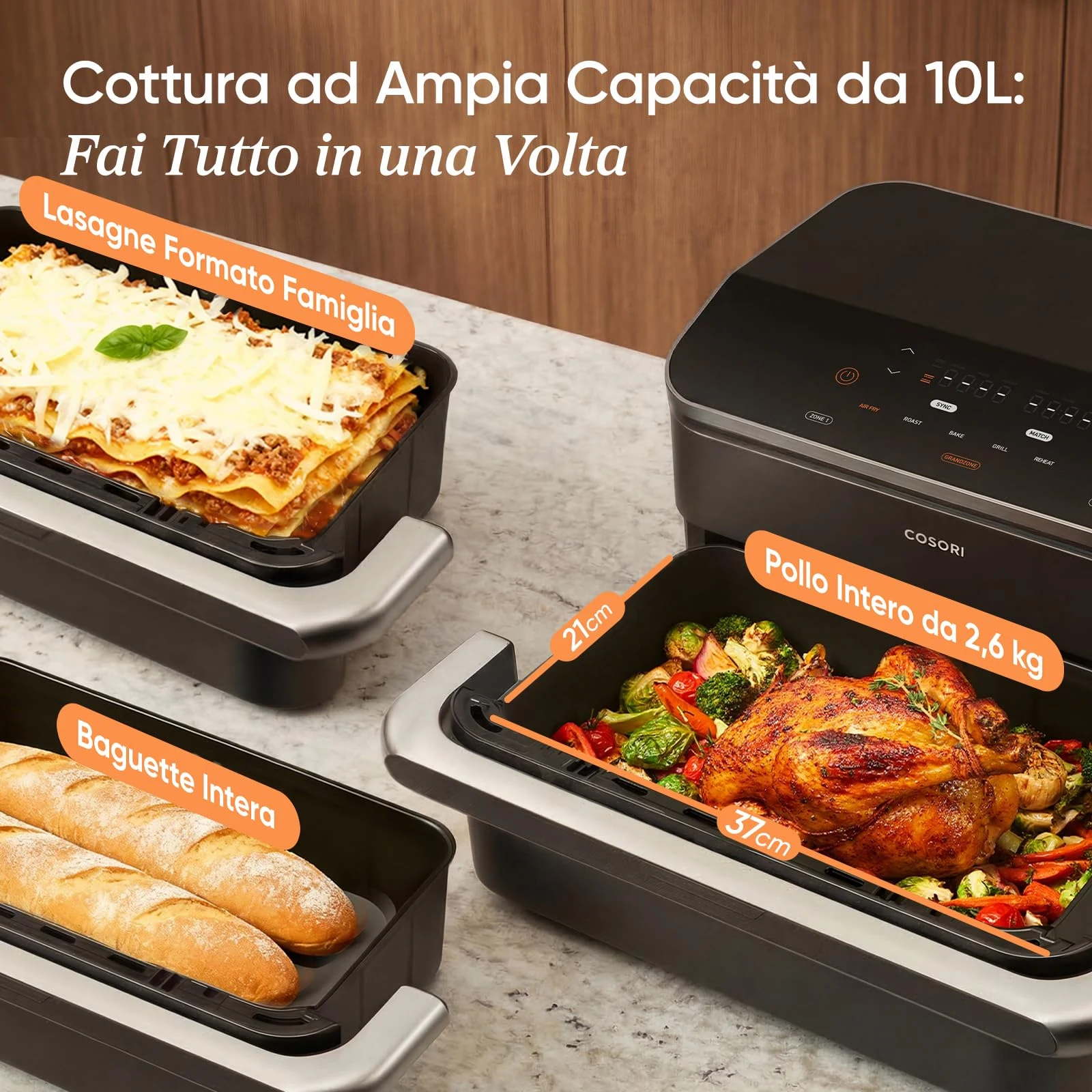 COSORI Aspirapolvere cordless TF-102S Friggitrice ad Aria 10 Litri, 7 in 1 Doppia Resistenza TwinFry