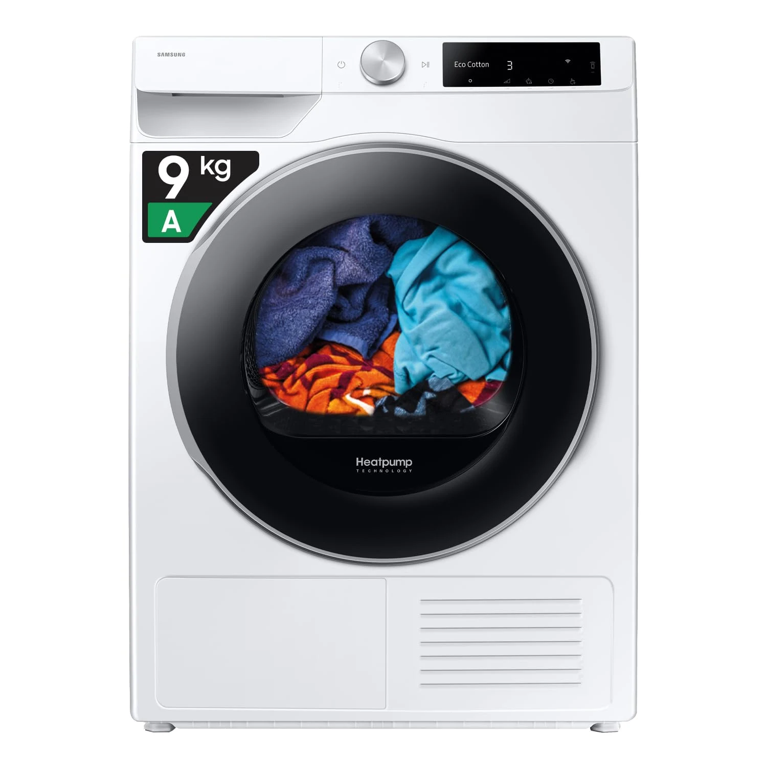 Samsung Asciugatrice DV90DG6845LE/U3 9 Asciugatrice AI Control DV90DG6845LE/U3, 9 kg, Pompa di Calore, Wifi, AI Dry+, Air Wash, Tecnologia Optimal Dry, Carica Frontale, 60L x 85H x 60P cm