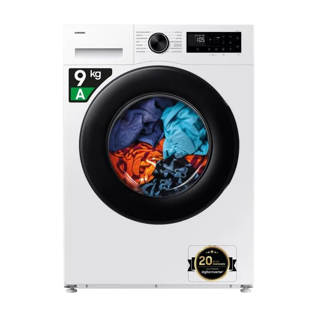 Samsung Lavatrice slim WW90DG5G34AEET Lavatrice Slim Crystal Clean Libera installazione, 9 Kg, Wifi, Ecobubble, Vapore, Carica Frontale, 60l x 85h x 48p cm