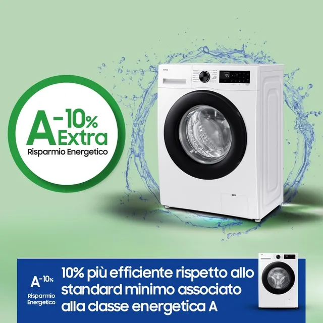 Samsung Lavatrice slim WW90DG5G34AEET Lavatrice Slim Crystal Clean Libera installazione, 9 Kg, Wifi,