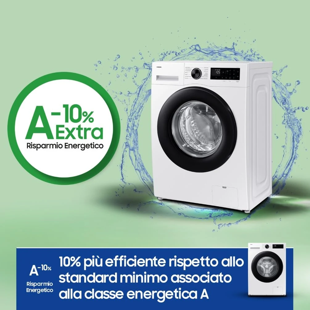 Samsung Lavatrice slim WW90DG5G34AEET Lavatrice Slim Crystal Clean Libera installazione, 9 Kg, Wifi,