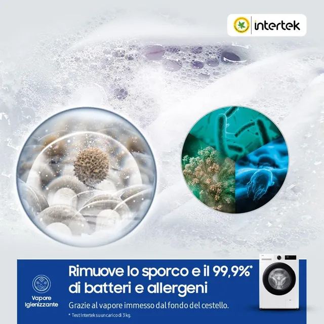 Samsung Lavatrice slim WW90DG5G34AEET Lavatrice Slim Crystal Clean Libera installazione, 9 Kg, Wifi,