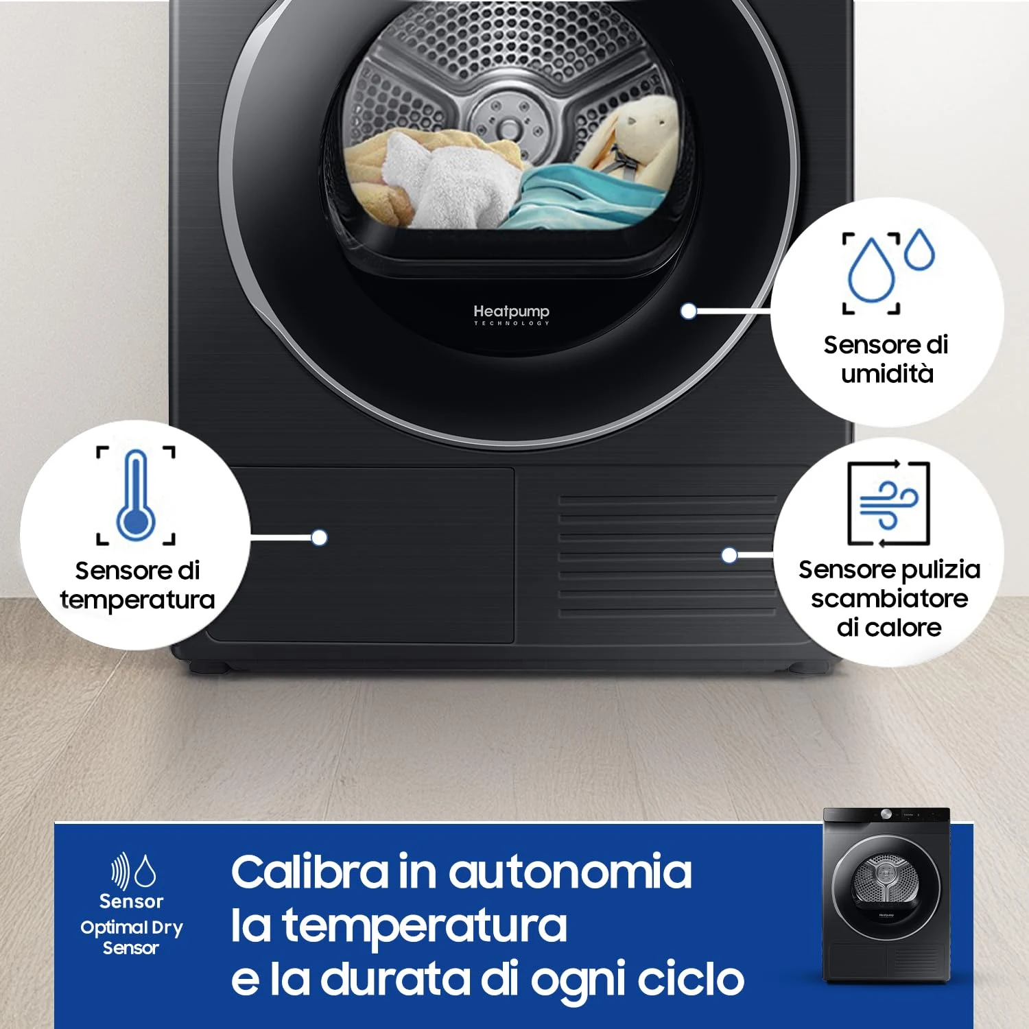Samsung Asciugatrice incasso DV90DG6845LB/U3 9 Asciugatrice AI Control DV90DG6845LB/U3, 9 kg, Pompa