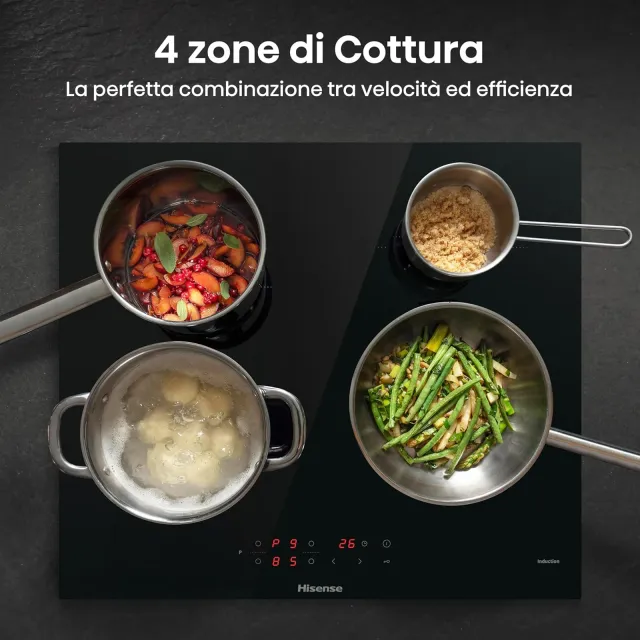 Hisense Piano cottura con cappa integrata HIA64UK Piano Cottura a Induzione, larghezza 59 cm, 4 Zone