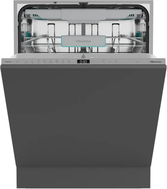 Hisense Lavastoviglie incasso compatta HV16A Lavastoviglie da Incasso, 16 Coperti, Terzo Cesto Flessibile, 8 Programmi, Motore Inverter Silenzioso, Intensive Clean Zone, Touch Control, 43 dB, Classe A