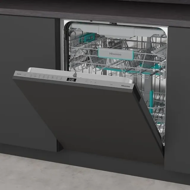 Hisense Lavastoviglie incasso compatta HV16A Lavastoviglie da Incasso, 16 Coperti, Terzo Cesto Fless