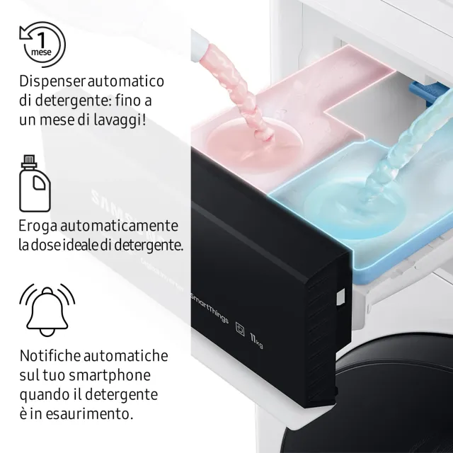 Samsung Lavasciuga carica alto WD90DG6G94BB Lavasciuga Slim AI Control EcoDosatore , 9+5 kg, Wifi, E