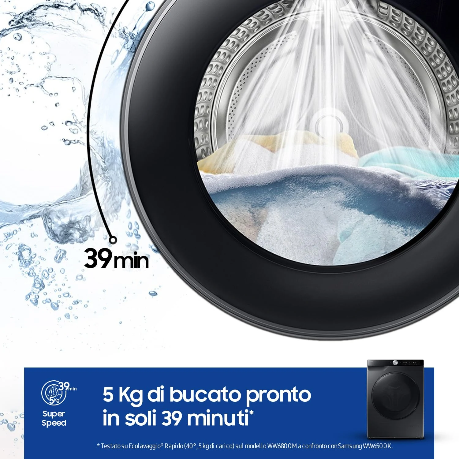 Samsung Lavasciuga carica alto WD90DG6G94BB Lavasciuga Slim AI Control EcoDosatore , 9+5 kg, Wifi, E