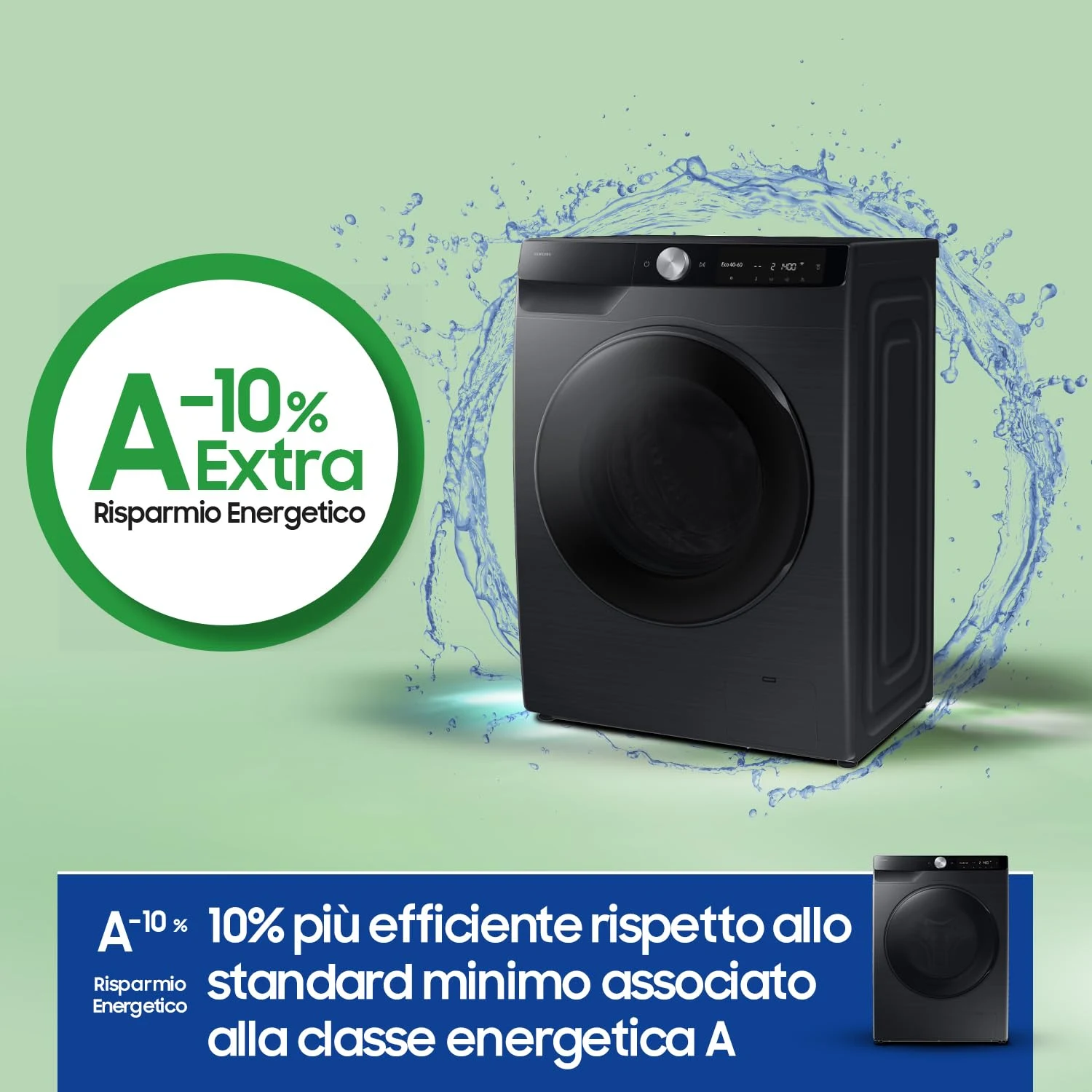 Samsung Lavasciuga carica alto WD90DG6G94BB Lavasciuga Slim AI Control EcoDosatore , 9+5 kg, Wifi, E