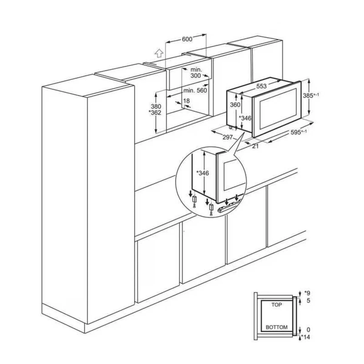 AEG Microonde incasso OS5MG20EB Forno a microonde integrabile, 20 l, 800 W, funzione griglia, displa