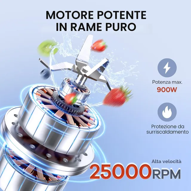 Ganiza Frullatore 900 W Frullatore, , mini frullatore con 3 bicchieri portatili (2 × 500 ml & 1 × 70