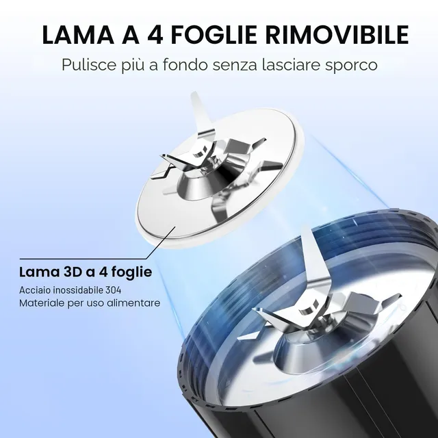 Ganiza Frullatore 900 W Frullatore, , mini frullatore con 3 bicchieri portatili (2 × 500 ml & 1 × 70