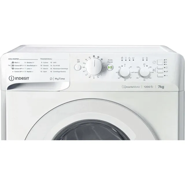 Indesit Lavatrice incasso MTWC 71296 W IT Lavatrice 7 kg con Carica Frontale, 16 Programmi, Centrifu