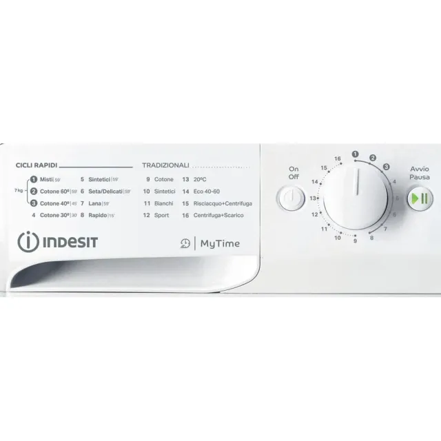 Indesit Lavatrice incasso MTWC 71296 W IT Lavatrice 7 kg con Carica Frontale, 16 Programmi, Centrifu