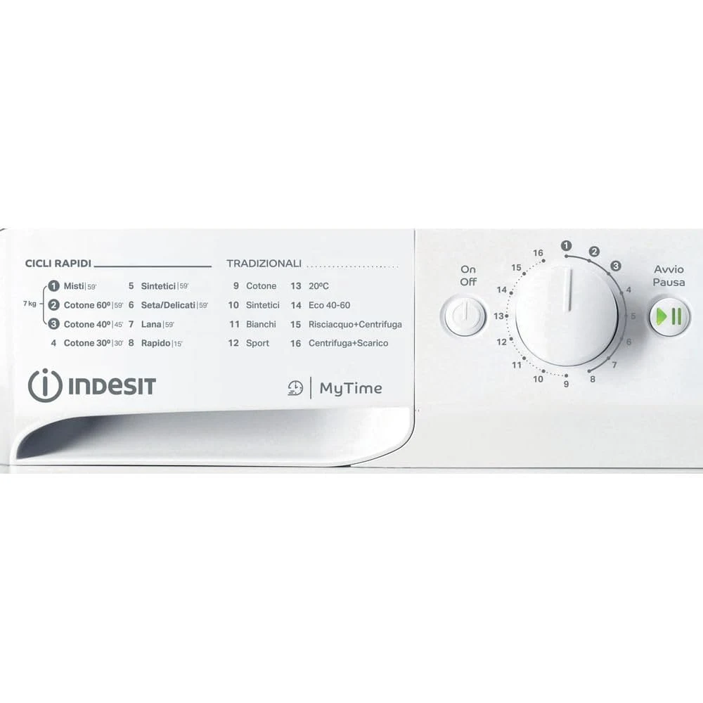 Indesit Lavatrice incasso MTWC 71296 W IT Lavatrice 7 kg con Carica Frontale, 16 Programmi, Centrifu