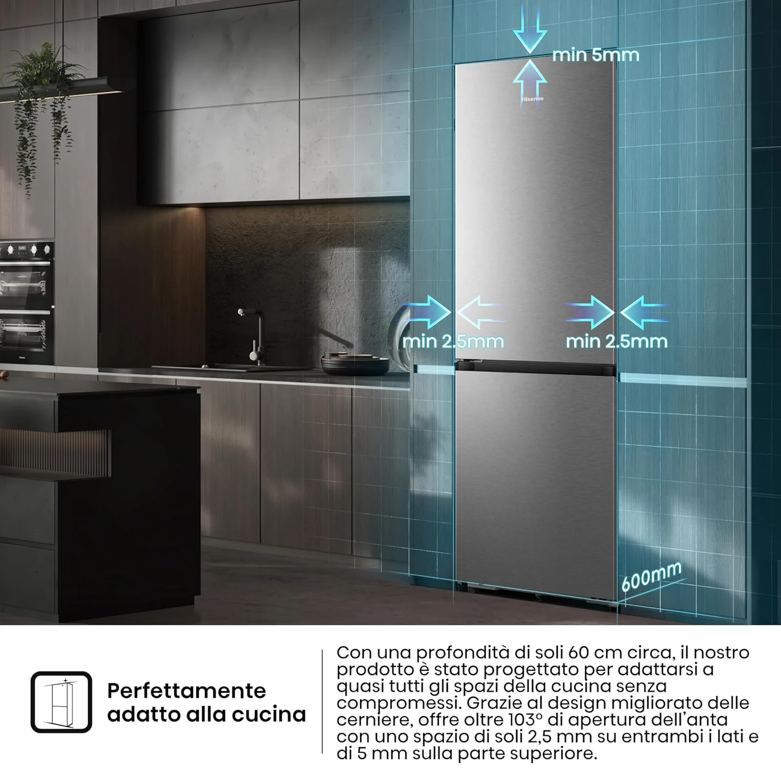 Hisense Frigorifero monoporta RB3K330SAIC Frigorifero Combinato Total No Frost, Capacità di 330 Litr