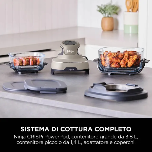 Ninja Frullatore FN101EUST CRISPi Friggitrice ad Aria Portatile, 3.8L, 4 in 1: Frittura, Cottura Arr