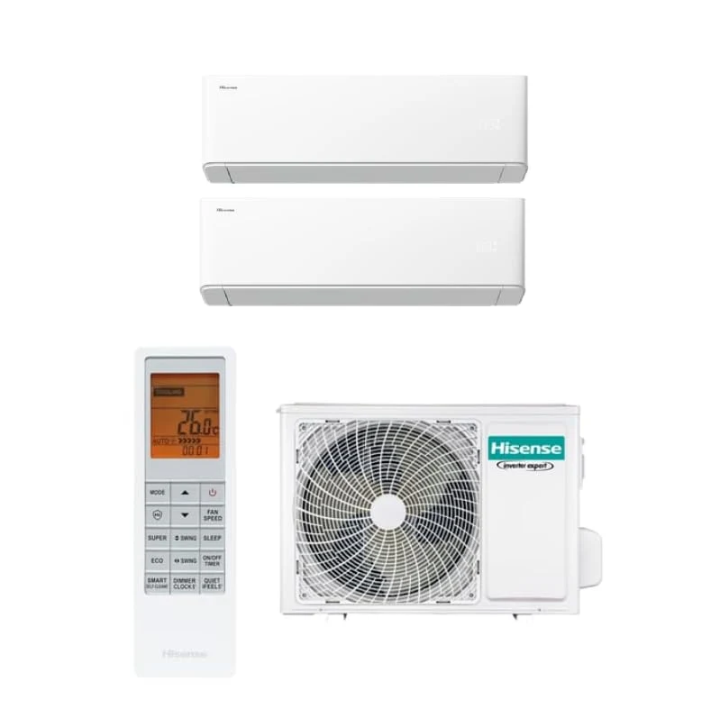 Hisense Climatizzatore triple split 2AMW42U4RGC Uni Air Climatizzatore Dual Split 9000+12000 Btu, R32, Inverter, Self-Cleaning, Timer, Oscillazione automatica, WiFi, Nuovo Modello 2025, A++/A++