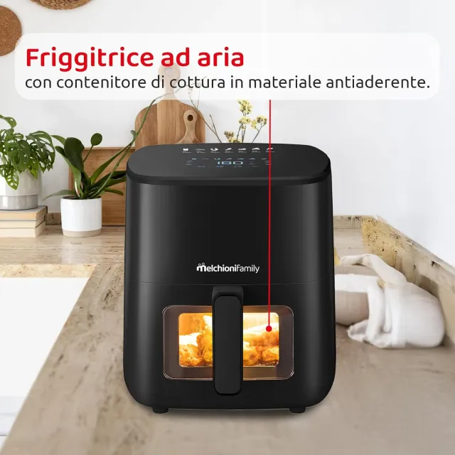 Melchioni Macchina caffè 80°-200°C Family | Marianna New, Friggitrice ad Aria 5L, Compatta, Touch Di
