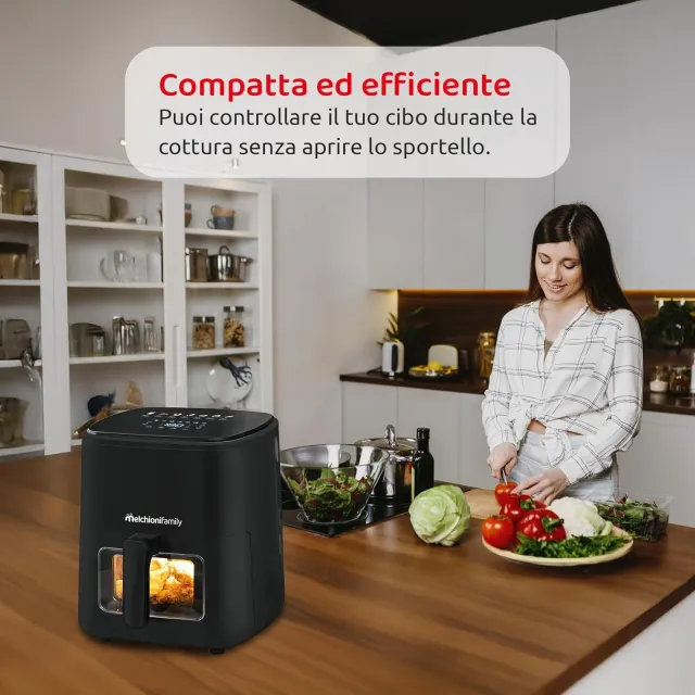 Melchioni Macchina caffè 80°-200°C Family | Marianna New, Friggitrice ad Aria 5L, Compatta, Touch Di
