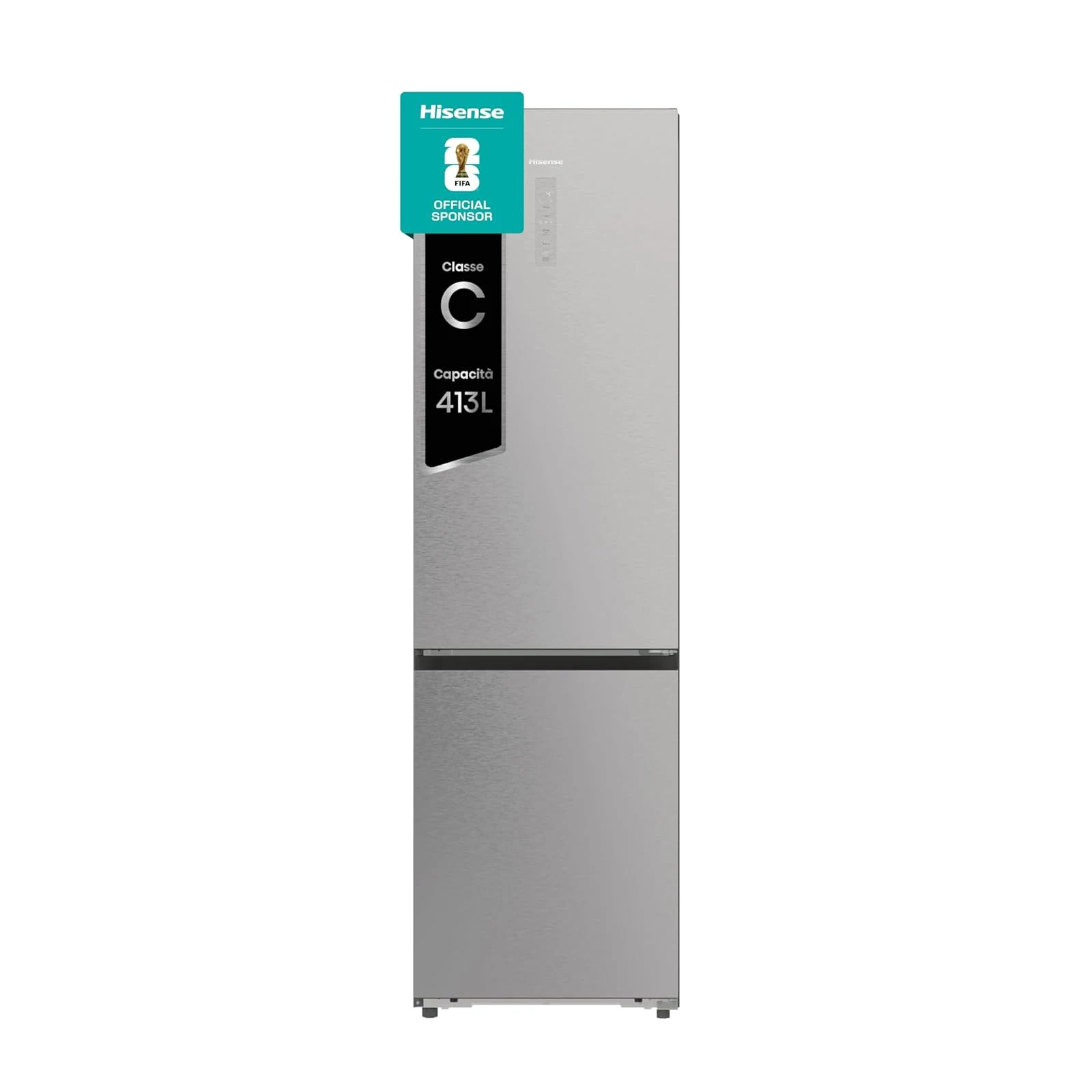 Hisense Frigorifero sottobase RB5P410SACC Frigorifero Combinato Total No Frost, Stainless Steel, 203x65.8cm, Classe C, 413L, large capacity, wifi, metal tech cooling, porta reversibile, Inox