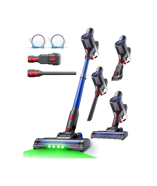 Vers Aspirapolvere cordless 40KPa VersLife Z8 Aspirapolvere Senza Fili , Scopa Elettrica Leggera con Filtro HEPA, Luce LED Verde, Autonomia 45 Min, Design Autoportante, per Pavimenti Duri, Tappe