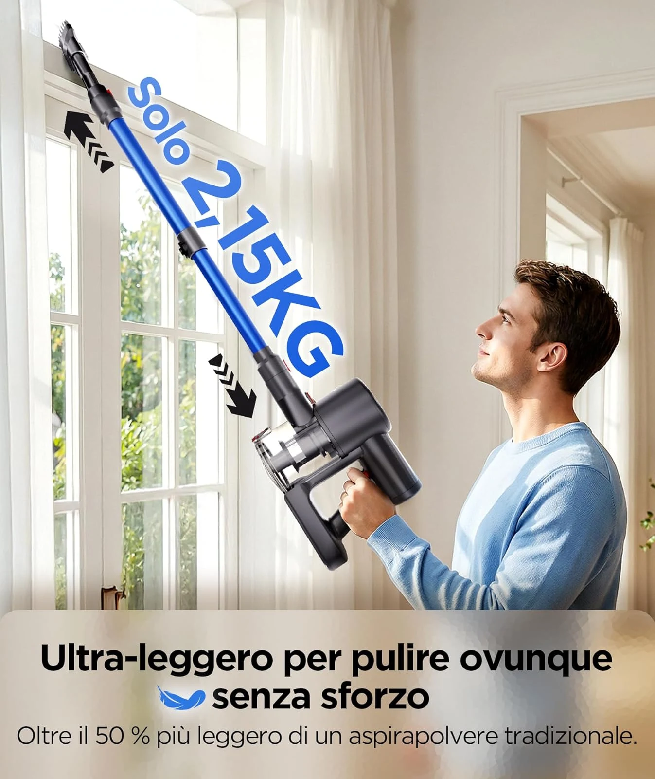Vers Aspirapolvere cordless 40KPa VersLife Z8 Aspirapolvere Senza Fili , Scopa Elettrica Leggera con