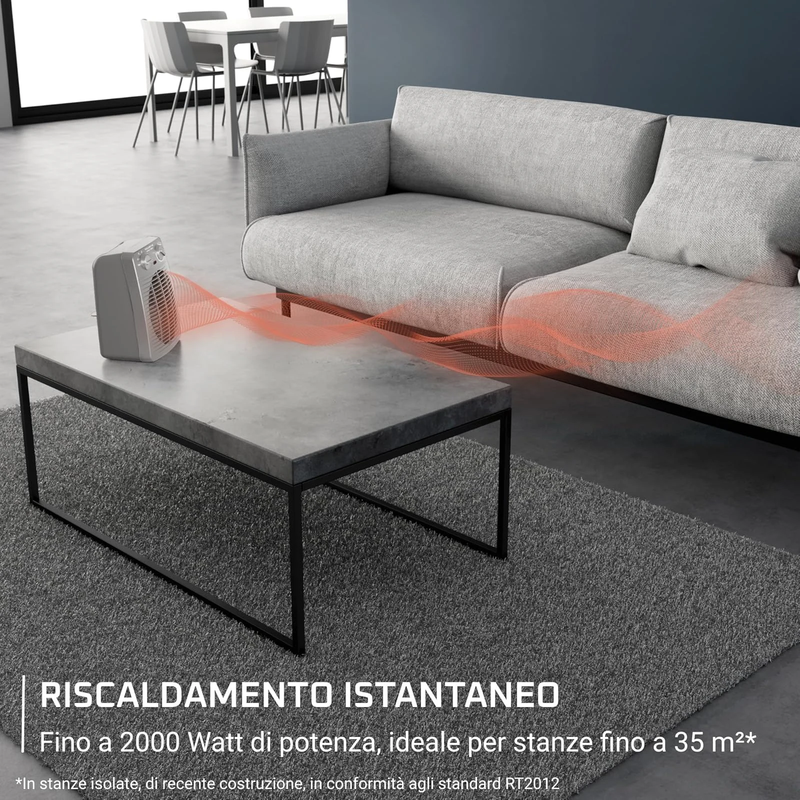 Rowenta Stufa elettrica SO2212 Compact Power, Termoventilatore Compatto per Piccoli Spazi, Ventilazi