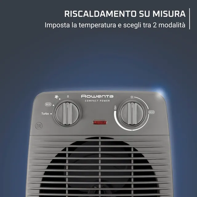 Rowenta Stufa elettrica SO2212 Compact Power, Termoventilatore Compatto per Piccoli Spazi, Ventilazi