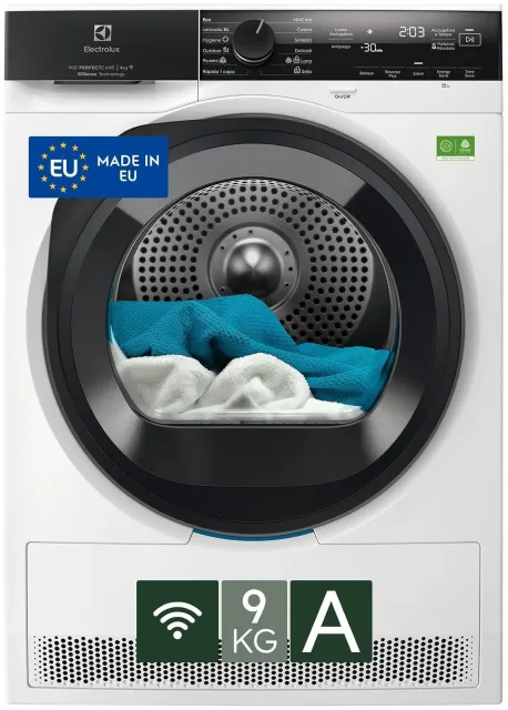 Electrolux Asciugatrice EW9H4Y9A Serie 900 PerfectCare, Asciugatrice a Pompa di Calore, 9 kg, , Classe A, 12 Programmi, Connettività Smart App, Tecnologia 3DSense, Filtro EcoFlow, 60 dB, 850x59