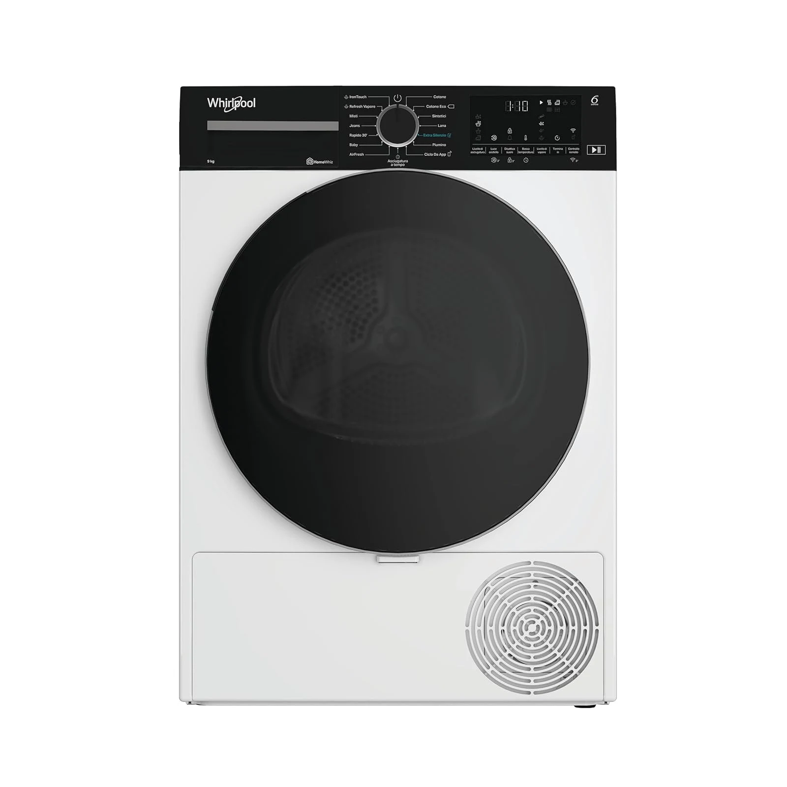 Whirlpool Asciugatrice 94M WBS IT C WD – Asciugatrice 9 Kg A Pompa di Calore, Libera Installazione, Classe C, 6° SENSO, Adaptive Dry, Irontouch, Motore Senseinverter, Airfresh 84,6 x 59,8 x 67,4