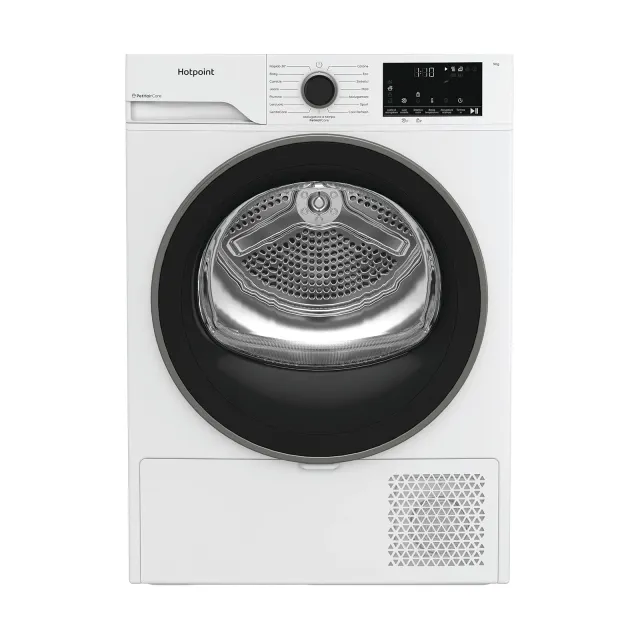 Hotpoint Asciugatrice HPT 93D BS IT Ariston – Asciugatrice 9 Kg A Pompa di Calore, Libera Installazione, Classe D, PetHair Care, Gentle Care, Riduzione Delle Pieghe. 84,6 x 59,8 x 60,7 cm
