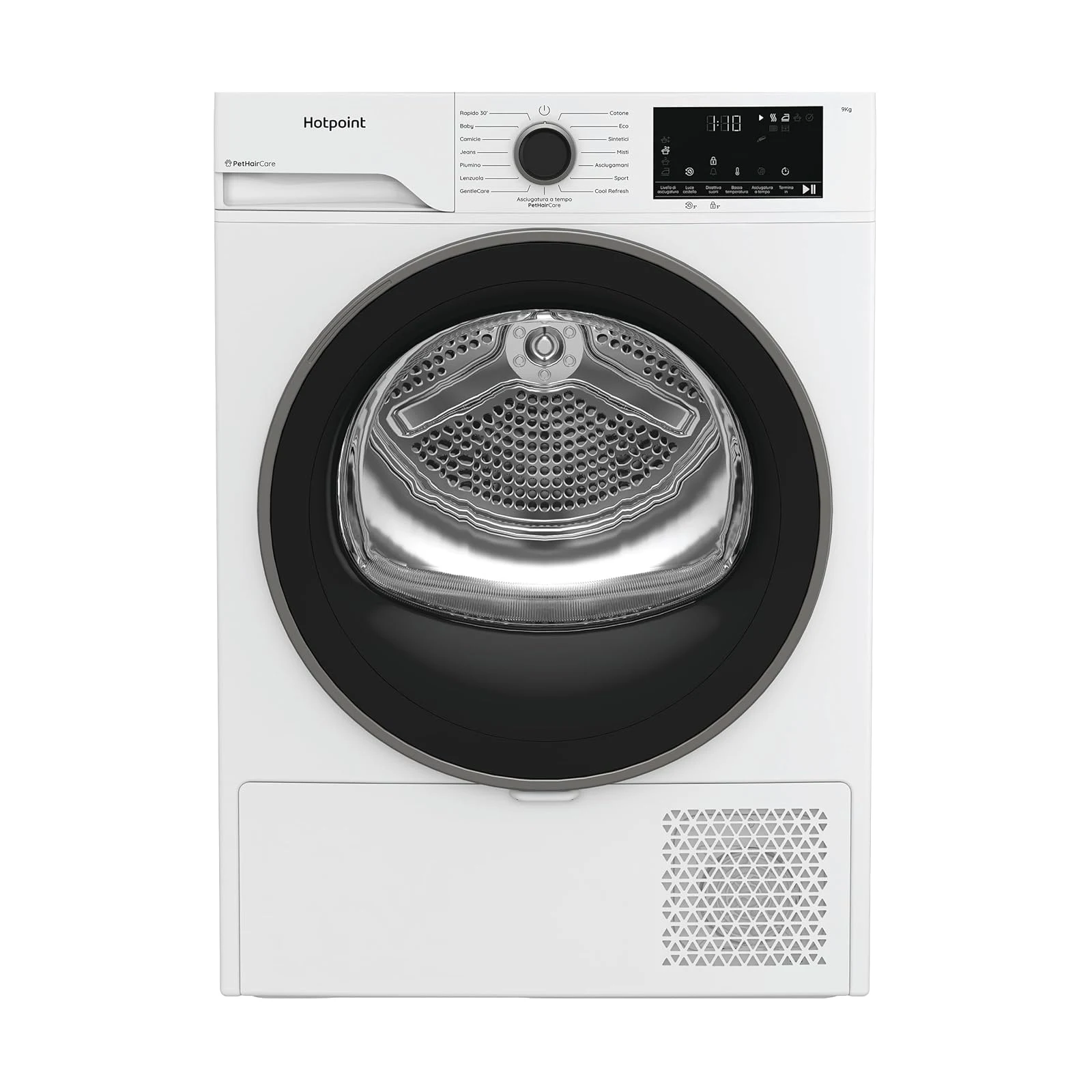 Hotpoint Asciugatrice HPT 93D BS IT Ariston – Asciugatrice 9 Kg A Pompa di Calore, Libera Installazione, Classe D, PetHair Care, Gentle Care, Riduzione Delle Pieghe. 84,6 x 59,8 x 60,7 cm