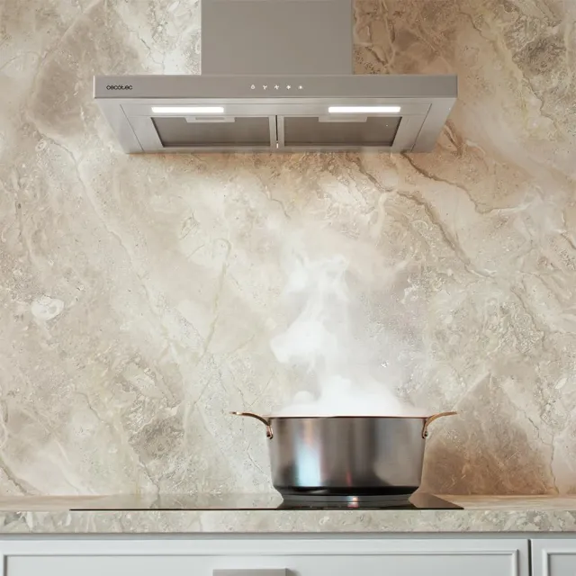 Cecotec Cappa cucina angolo 393m3 Cappa aspirante 60 cm Tipo T Bolero Flux TT 604000 Inox A++. Aspir