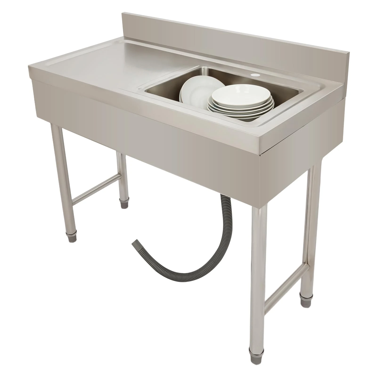 Lavello Dell'altezza in Acciaio Inox Acciaio Inox Lavello da Cucina 100x50x80cm Lavello Da Cucina Indipendente Capacità di Carico di 150kg Lavandino da Esterno Regolazione da 1-3 cm