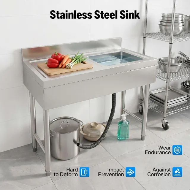 Lavello Dell'altezza in Acciaio Inox Acciaio Inox Lavello da Cucina 100x50x80cm Lavello