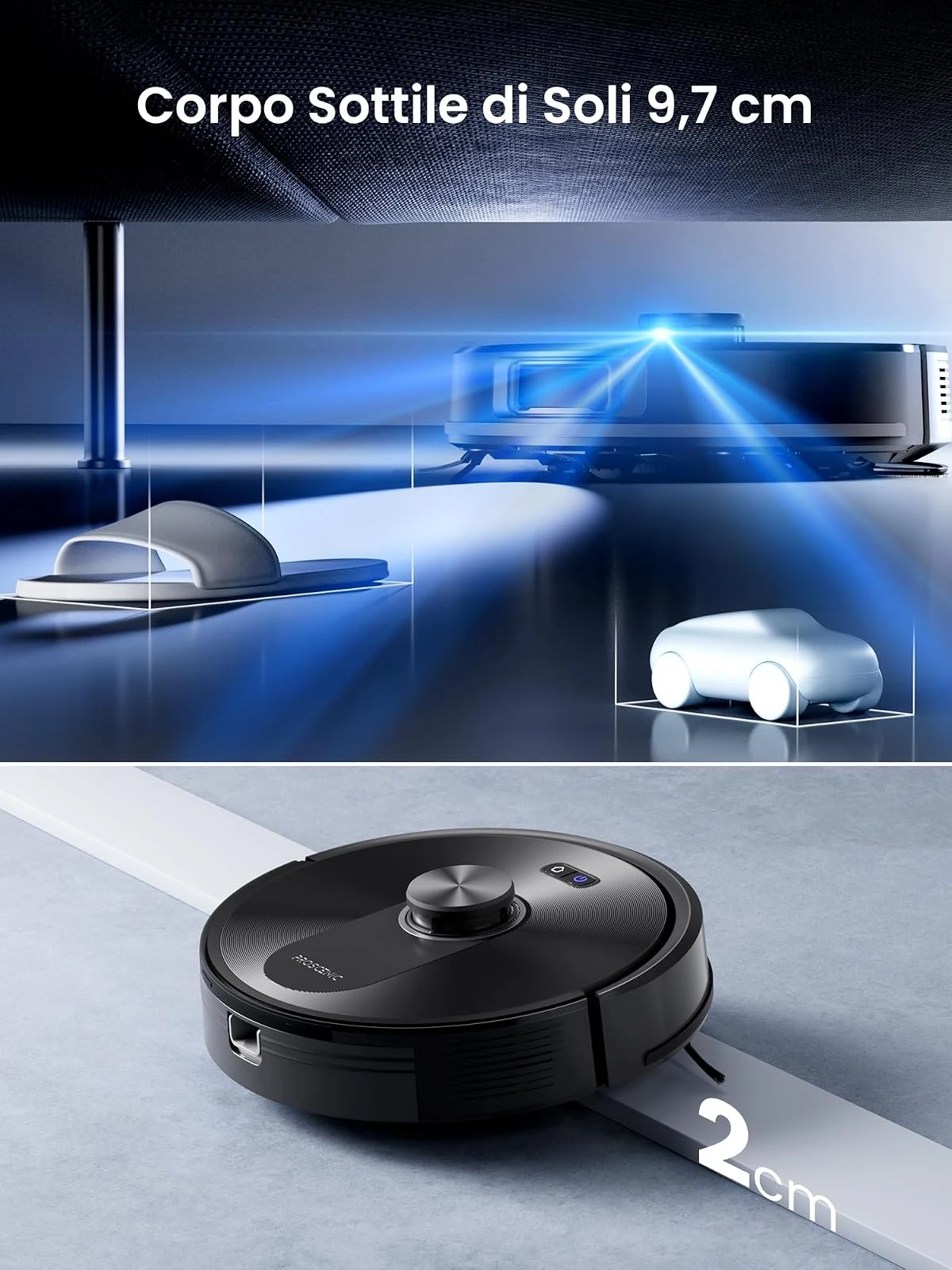 Proscenic Robot aspirapolvere 8000Pa Q10 Robot Aspirapolvere Lavapavimenti con Mappatura, Robot Pavi