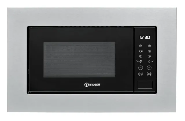 Indesit Microonde incasso MWI 120 GX.1 Microonde Da Incasso Con Grill Da 20L. Potenza Massima Microonde 800W, Potenza Grill 1000W. Sicurezza Bambini, Push And Go, Auto Cook, EasyCleaning 39 x 59,4 x